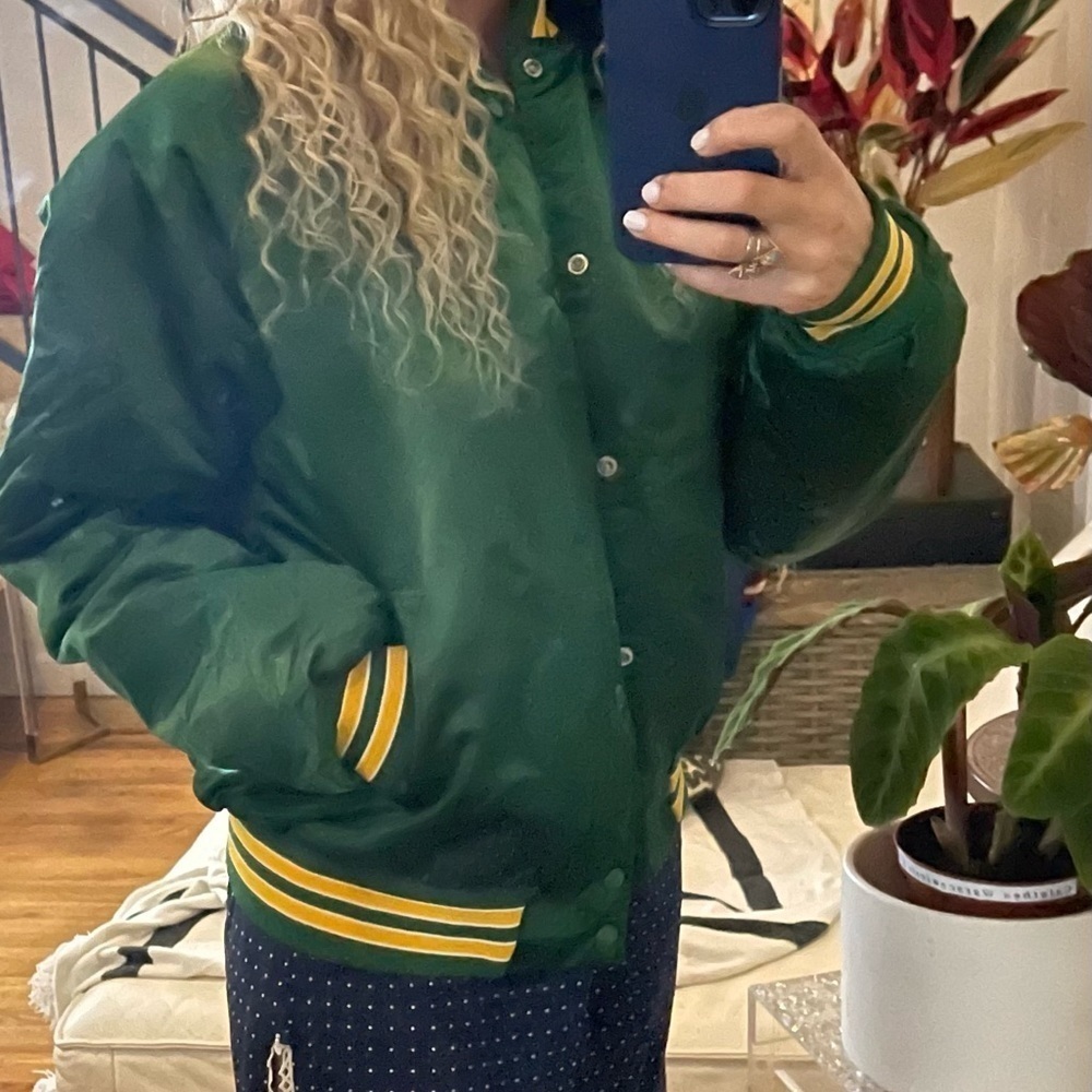 𝅺medium Satin varsity jacket coat Starter like Chalkline vintage 80s retro 90s - Picture 8 of 16